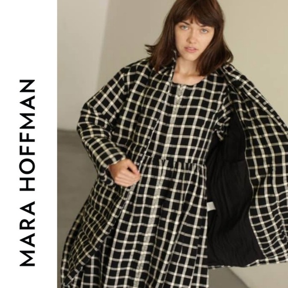 Mara Hoffman WILLA Jacket Windowpane Black White L - Picture 6 of 15
